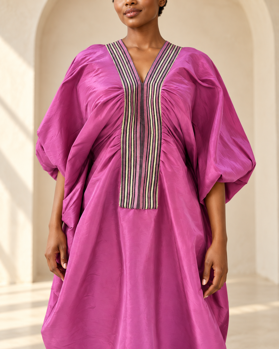 Magenta Balloon-Sleeve Boubou detail view